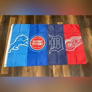 Detroit Tigers flag 3x5 feet double sided red wings pistons lions banner